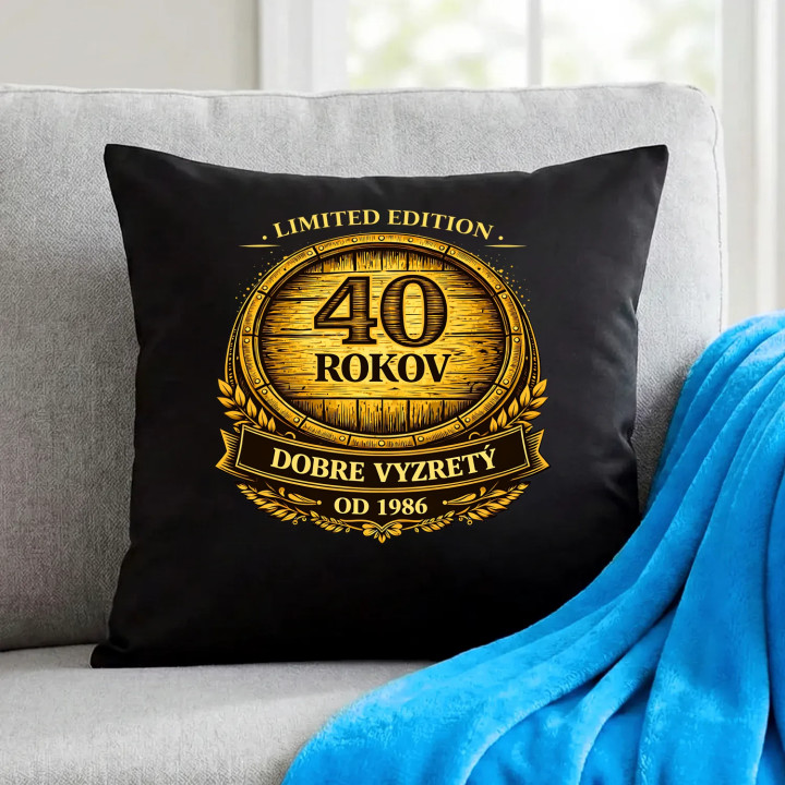 Limited edition 40 rokov - dobre vyzretý - od 1986 - čierny vankúš s potlačou