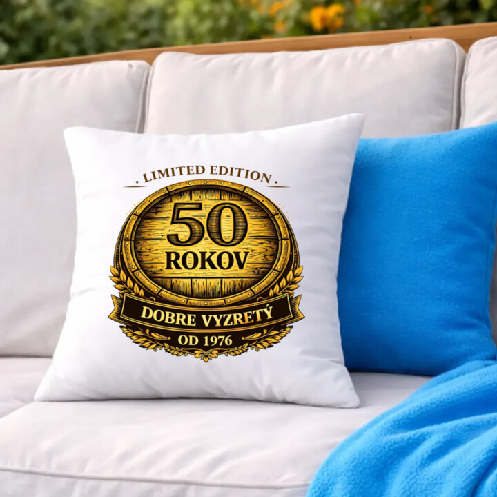 Limited edition 50 rokov - dobre vyzretý - od 1976 - vankúš s potlačou