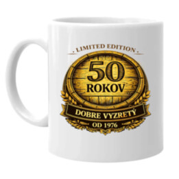Limited edition 50 rokov - dobre vyzretý - od 1976 - keramický hrnček s potlačou