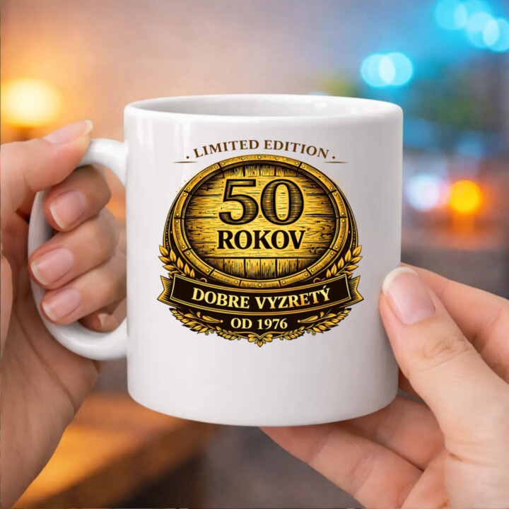 Limited edition 50 rokov - dobre vyzretý - od 1976 - keramický hrnček s potlačou