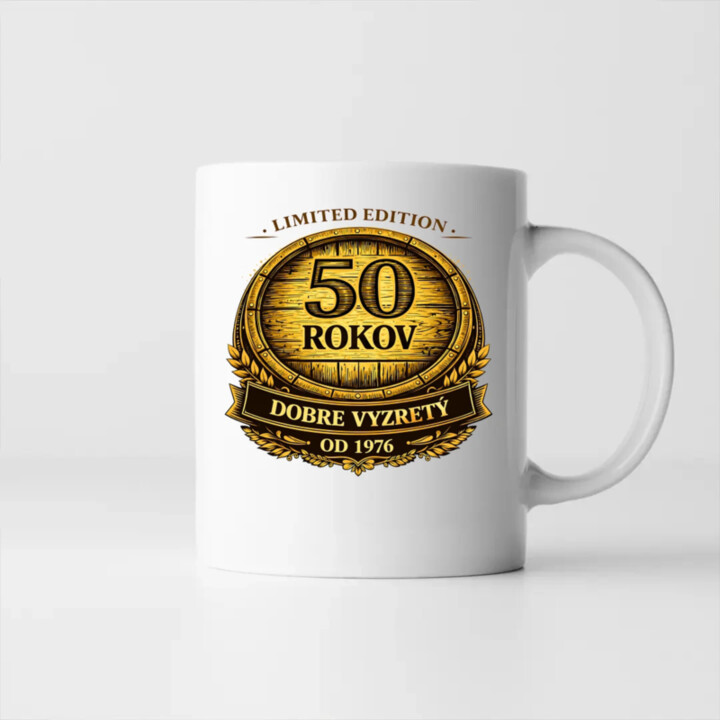 Limited edition 50 rokov - dobre vyzretý - od 1976 - keramický hrnček s potlačou