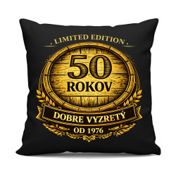 Limited edition 50 rokov - dobre vyzretý - od 1976 - čierny vankúš s potlačou