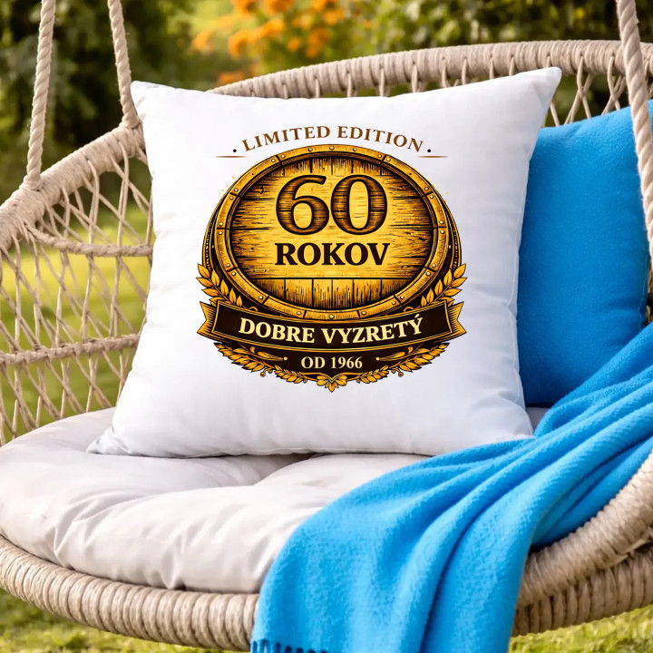Limited edition 60 rokov - dobre vyzretý - od 1966 - vankúš s potlačou