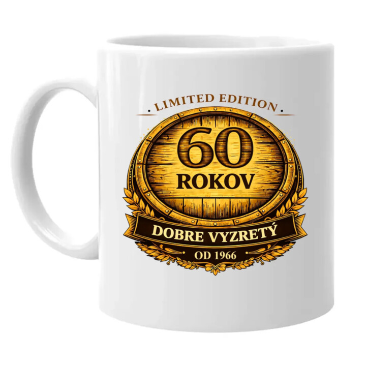 Limited edition 60 rokov - dobre vyzretý - od 1966 - keramický hrnček s potlačou