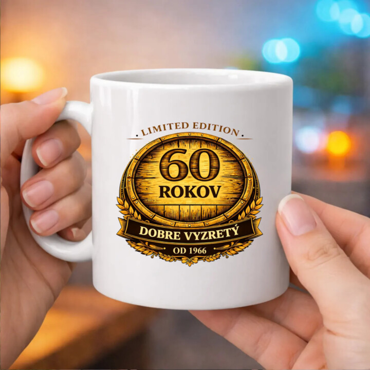 Limited edition 60 rokov - dobre vyzretý - od 1966 - keramický hrnček s potlačou