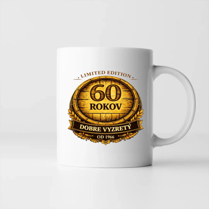 Limited edition 60 rokov - dobre vyzretý - od 1966 - keramický hrnček s potlačou