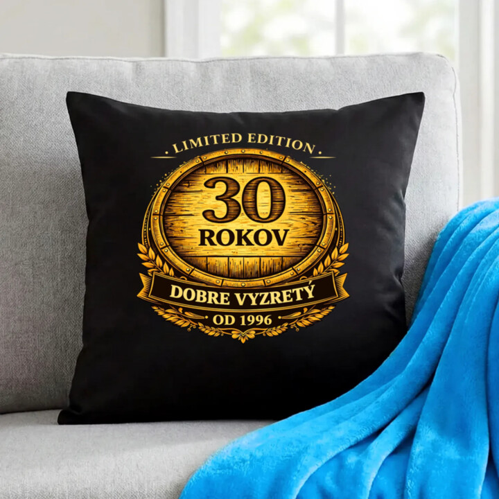 Limited edition 30 rokov - dobre vyzretý - od 1996 - čierny vankúš s potlačou