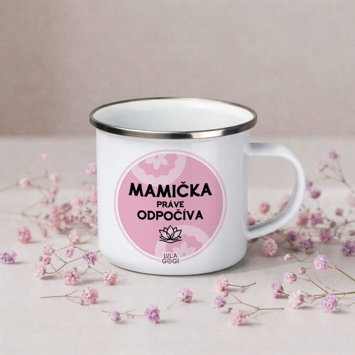 Darčekový set pre mamičku - čas na oddych - smaltovaný hrnček a čaj - Lulagogi