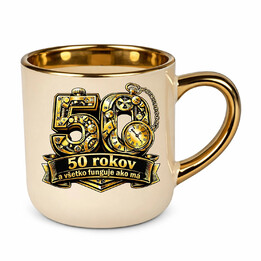 50 rokov a všetko funguje ako má - Elegantný hrnček na darček