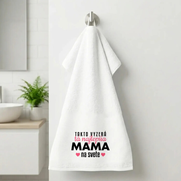 Darčeková sada pre mamu - mama odpočíva - uterák, hrnček a drevená záveska