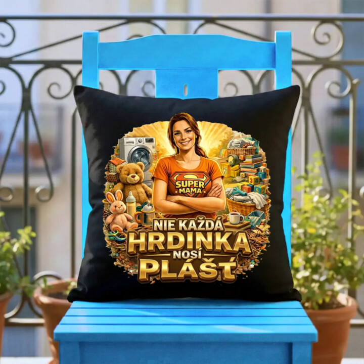 Nie každá hrdinka nosí plášť - čierny vankúš s potlačou