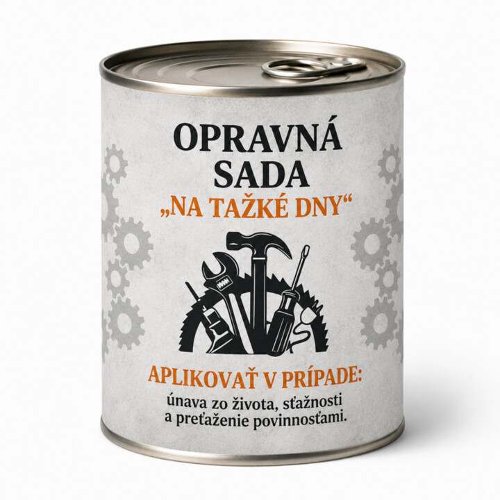 Opravná sada - Zabaľte to do plechovky a prekvapte ešte pred rozbalením!