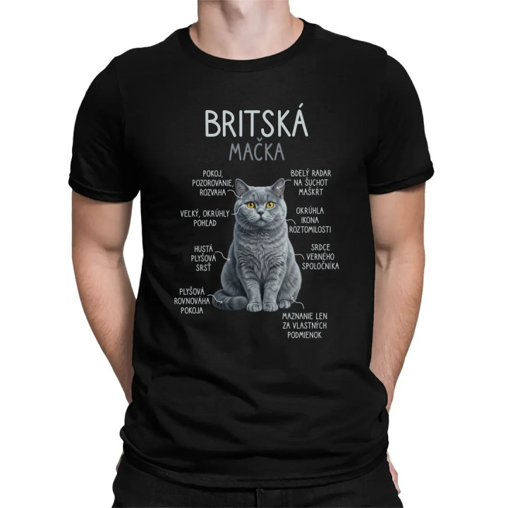 Britská mačka - Anatómia - pánske tričko s potlačou