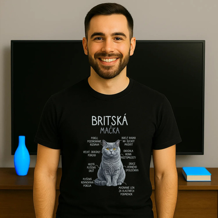 Britská mačka - Anatómia - pánske tričko s potlačou
