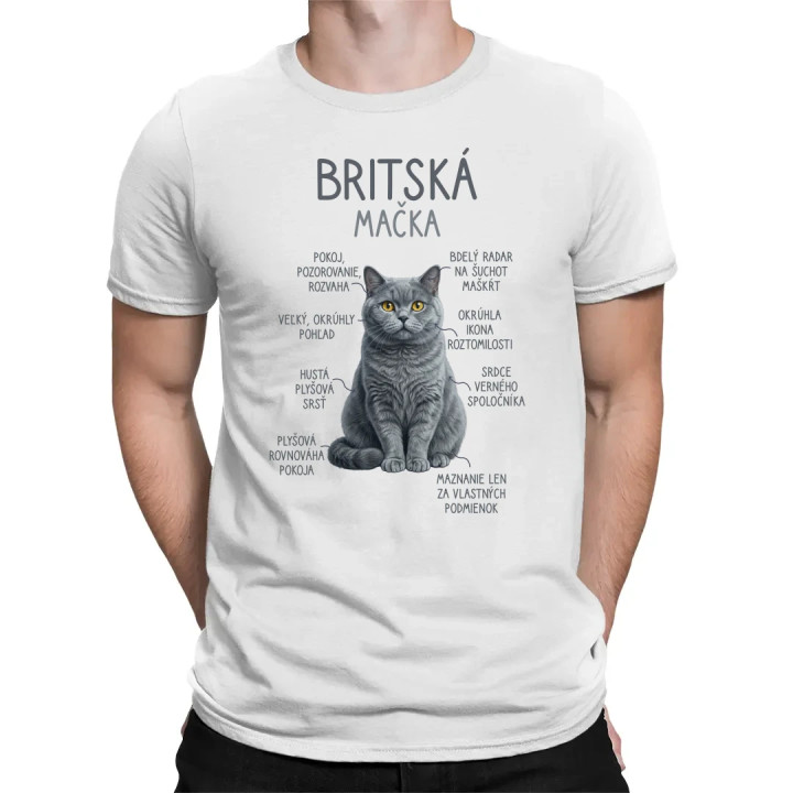Britská mačka - Anatómia - pánske tričko s potlačou