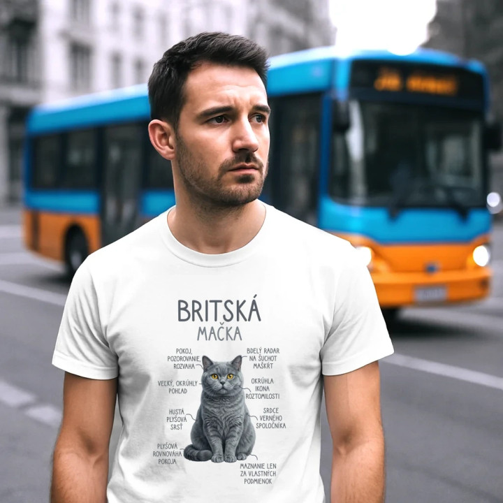 Britská mačka - Anatómia - pánske tričko s potlačou