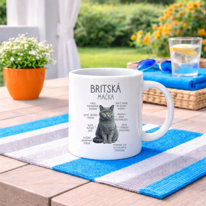 Britská mačka - Anatómia - keramický hrnček s potlačou