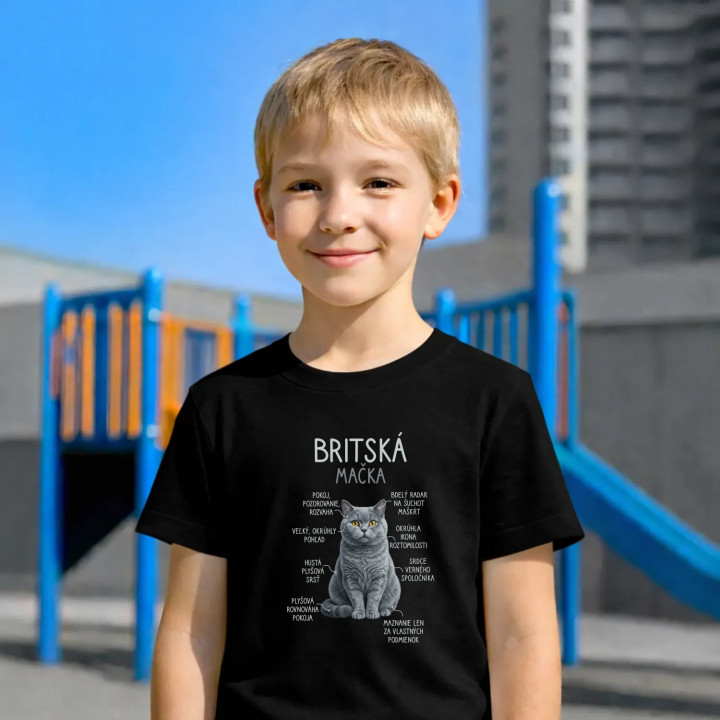 Britská mačka - Anatómia - detské tričko s potlačou