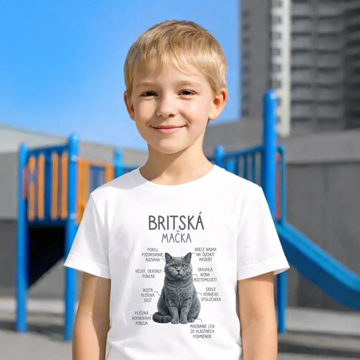 Britská mačka - Anatómia - detské tričko s potlačou