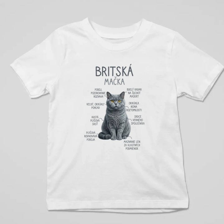 Britská mačka - Anatómia - detské tričko s potlačou