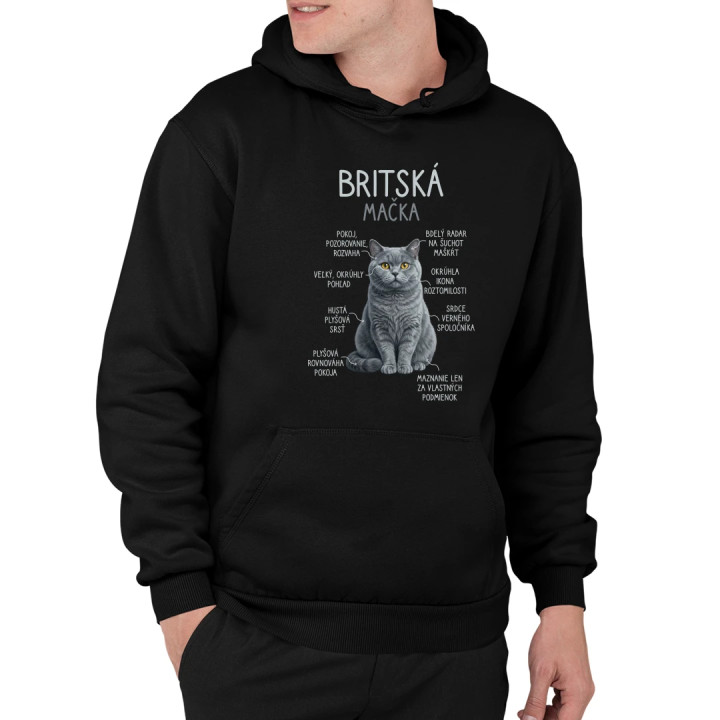 Britská mačka - Anatómia  - pánska mikina s potlačou