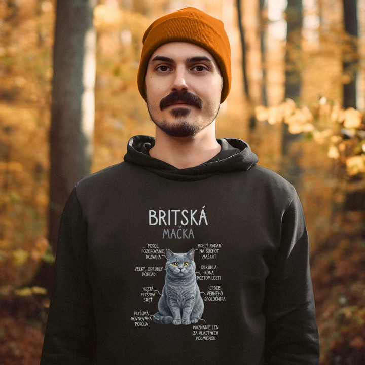 Britská mačka - Anatómia  - pánska mikina s potlačou