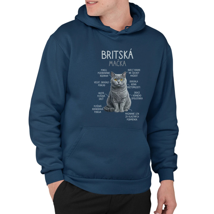 Britská mačka - Anatómia  - pánska mikina s potlačou