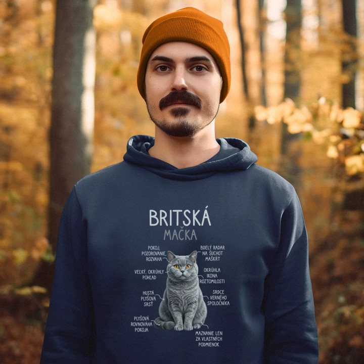 Britská mačka - Anatómia  - pánska mikina s potlačou