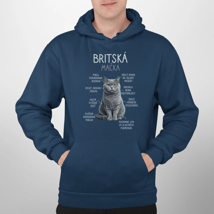 Britská mačka - Anatómia  - pánska mikina s potlačou