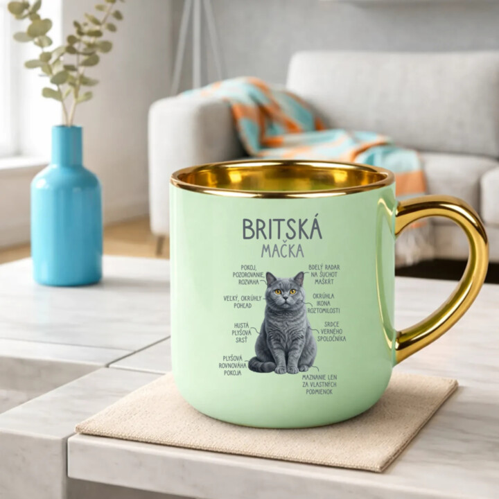 Britská mačka - Anatómia – Elegantný hrnček na darček
