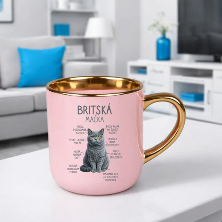 Britská mačka - Anatómia – Elegantný hrnček na darček