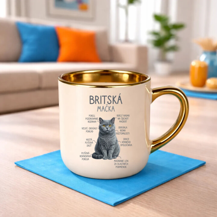 Britská mačka - Anatómia – Elegantný hrnček na darček