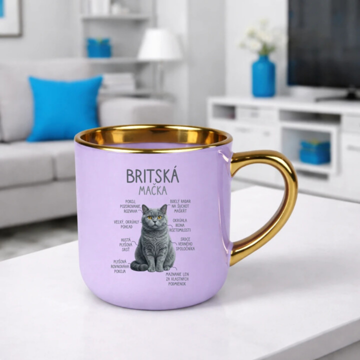 Britská mačka - Anatómia – Elegantný hrnček na darček