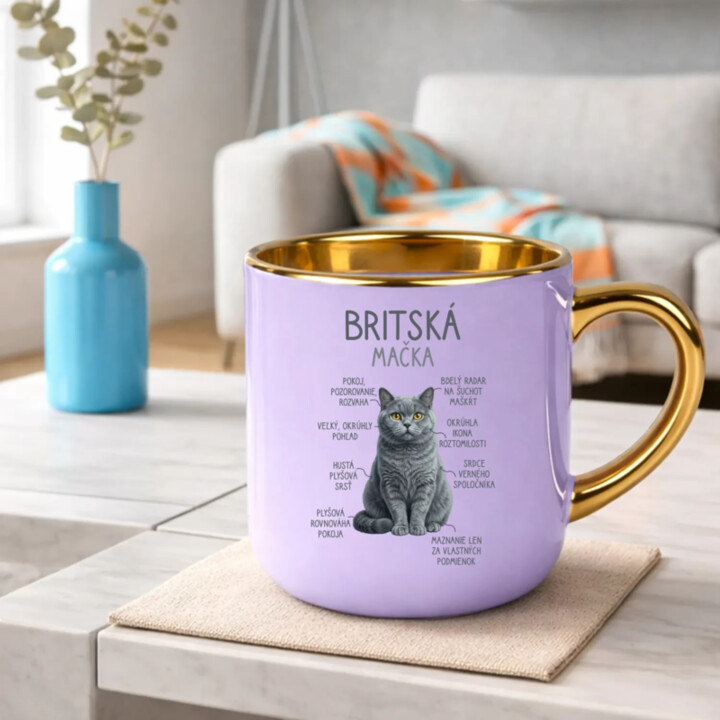 Britská mačka - Anatómia – Elegantný hrnček na darček