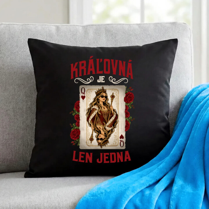 Kráľovná je len jedna - čierny vankúš s potlačou