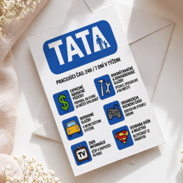 Tata Pracujúc čas: 24h - blahoželacia kartička na darček