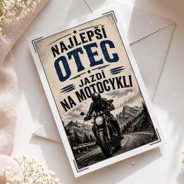 Najlepší otec jazdí na motocykli - blahoželacia kartička na darček
