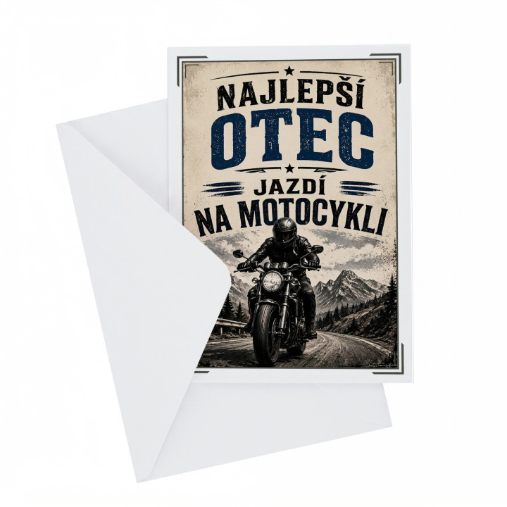 Najlepší otec jazdí na motocykli - blahoželacia kartička na darček