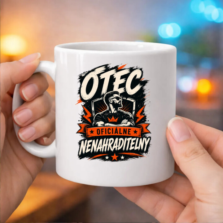 Otec – oficiálne nenahraditeľný - keramický hrnček s potlačou