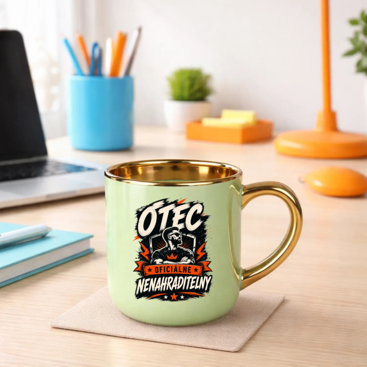 Otec – oficiálne nenahraditeľný – Elegantný hrnček na darček