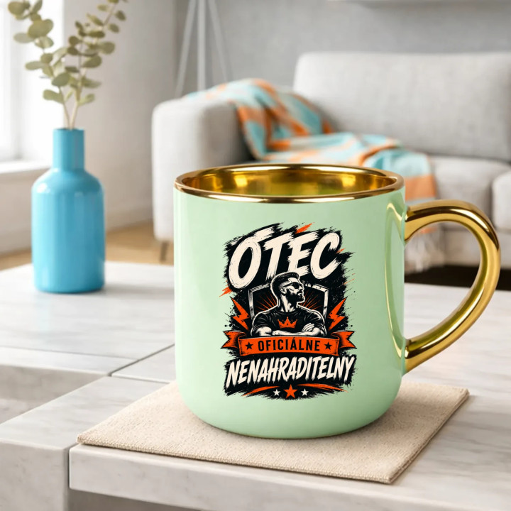 Otec – oficiálne nenahraditeľný – Elegantný hrnček na darček