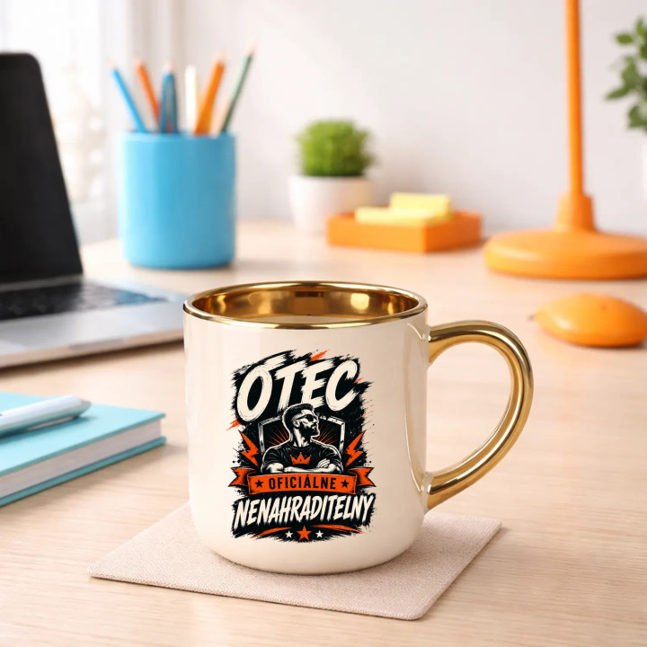 Otec – oficiálne nenahraditeľný – Elegantný hrnček na darček