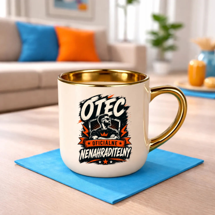 Otec – oficiálne nenahraditeľný – Elegantný hrnček na darček