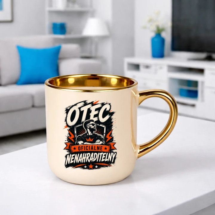 Otec – oficiálne nenahraditeľný – Elegantný hrnček na darček