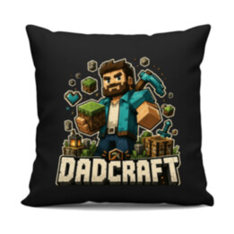 Dadcraft - čierny vankúš s potlačou