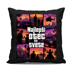 Najlepší otec na svete - čierny vankúš s potlačou