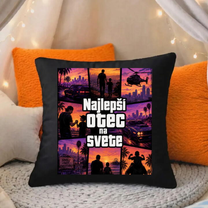 Najlepší otec na svete - čierny vankúš s potlačou