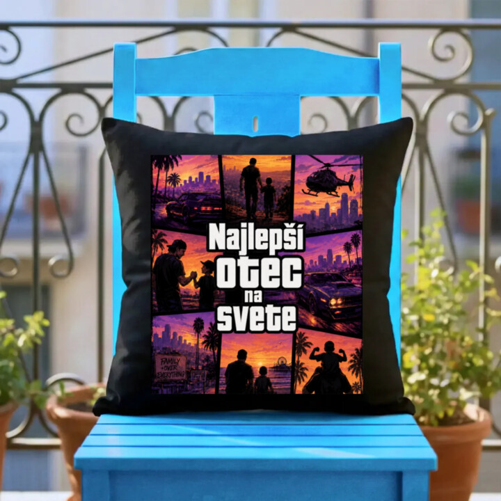 Najlepší otec na svete - čierny vankúš s potlačou