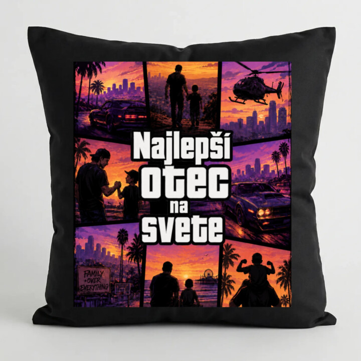 Najlepší otec na svete - čierny vankúš s potlačou