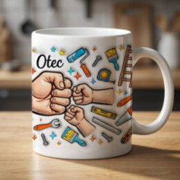 Otec, ktorý vie všetko + 2 ruky - keramický hrnček s potlačou